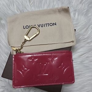 LV Pink Framboise Vernis Pochette Cles Key Card Case